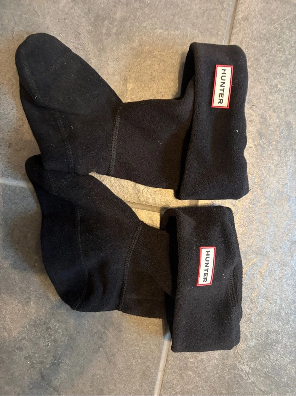 Hunter Womens Black Mid calf  Rain Boots-pair of Fleece Liners included-size 7